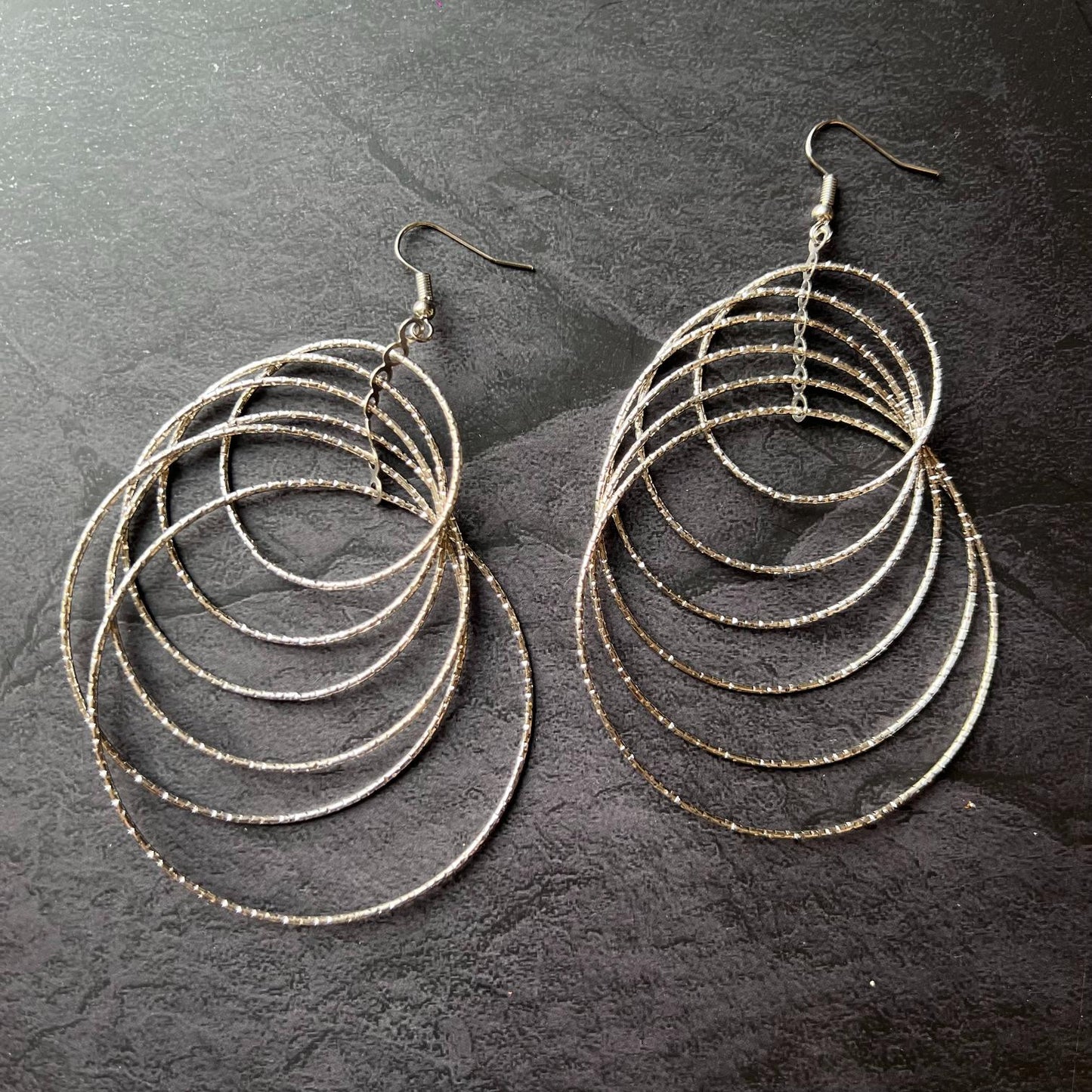 Silver Multiple Layer Spiral Earrings