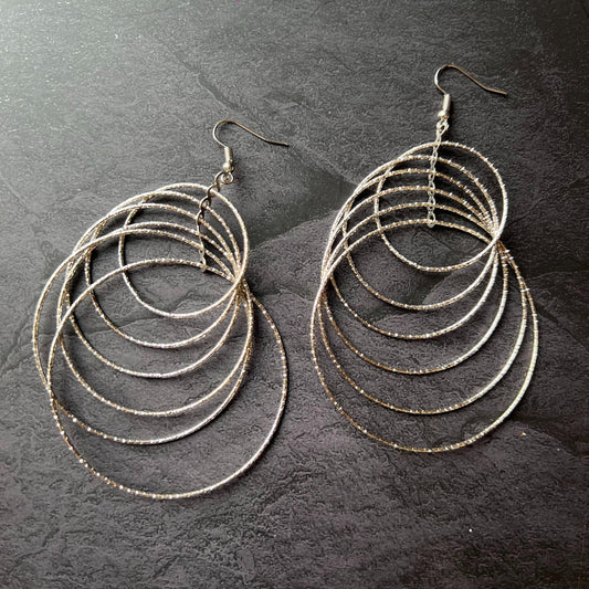 Silver Multiple Layer Spiral Earrings