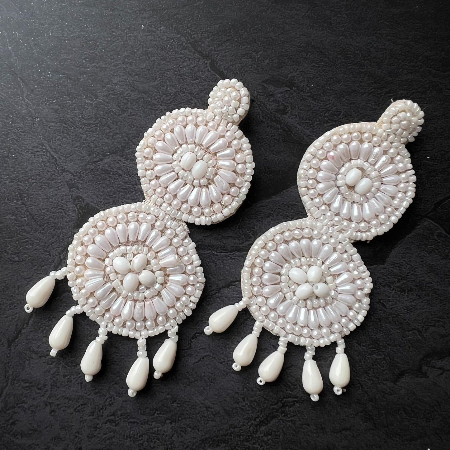 White Handmade Fabric Weightless Earrings