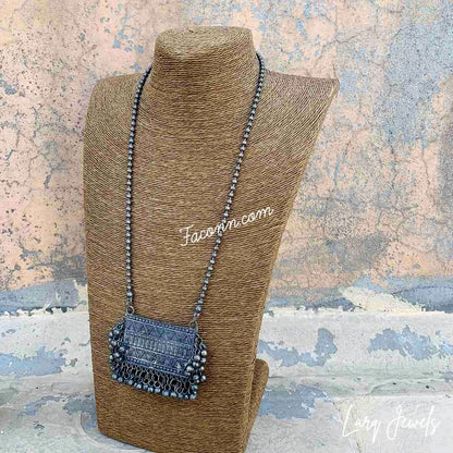 LARQ JEWELS Silver Oxidized Necklace Set for Women