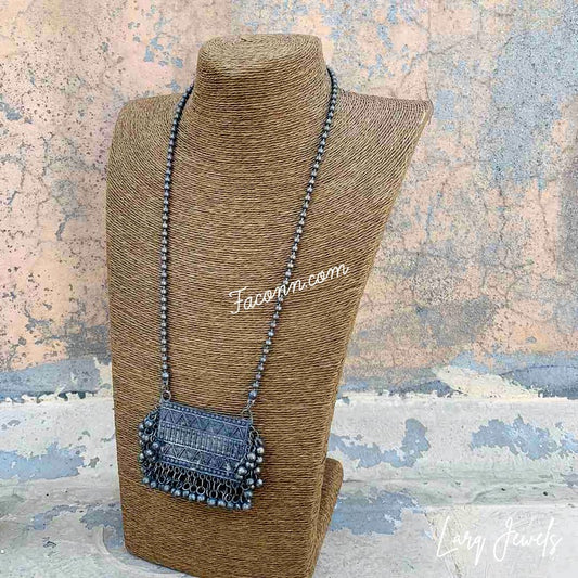 LARQ JEWELS Silver Oxidized Necklace Set for Women