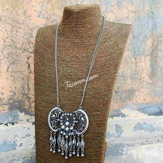 LARQ JEWELS Afghani Style Silver Oxidized Necklace