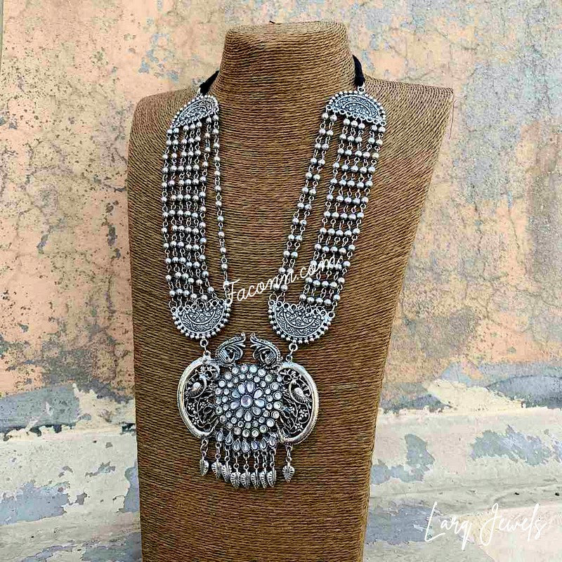 LARQ JEWELS Afghani Turkish Style Silver Mirror  Necklace