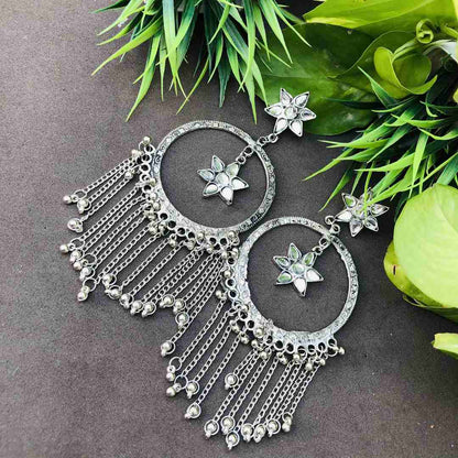 LARQ JEWELS Kriti Sanon Inspired Beautiful Oxidised Silver Toned Handcrafted Chandbali