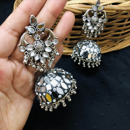 LARQ JEWELS Silver Plated Handcrafted Afghani Designer Indian Ethnic Oxidised Earring