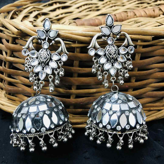 LARQ JEWELS Silver Plated Handcrafted Afghani Designer Indian Ethnic Oxidised Earring