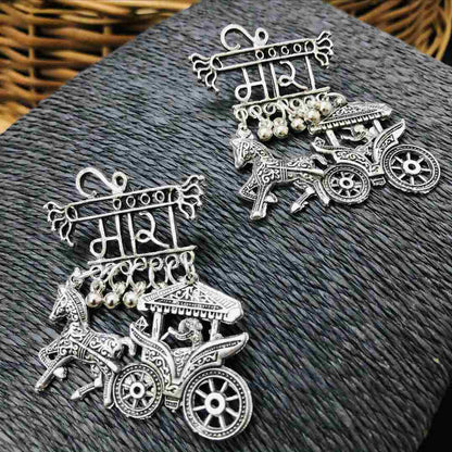 LARQ JEWELS German Oxidized Silver Unique Traditional Antique Meera Stud Earrings
