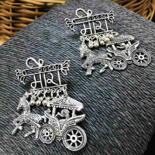 LARQ JEWELS German Oxidized Silver Unique Traditional Antique Meera Stud Earrings