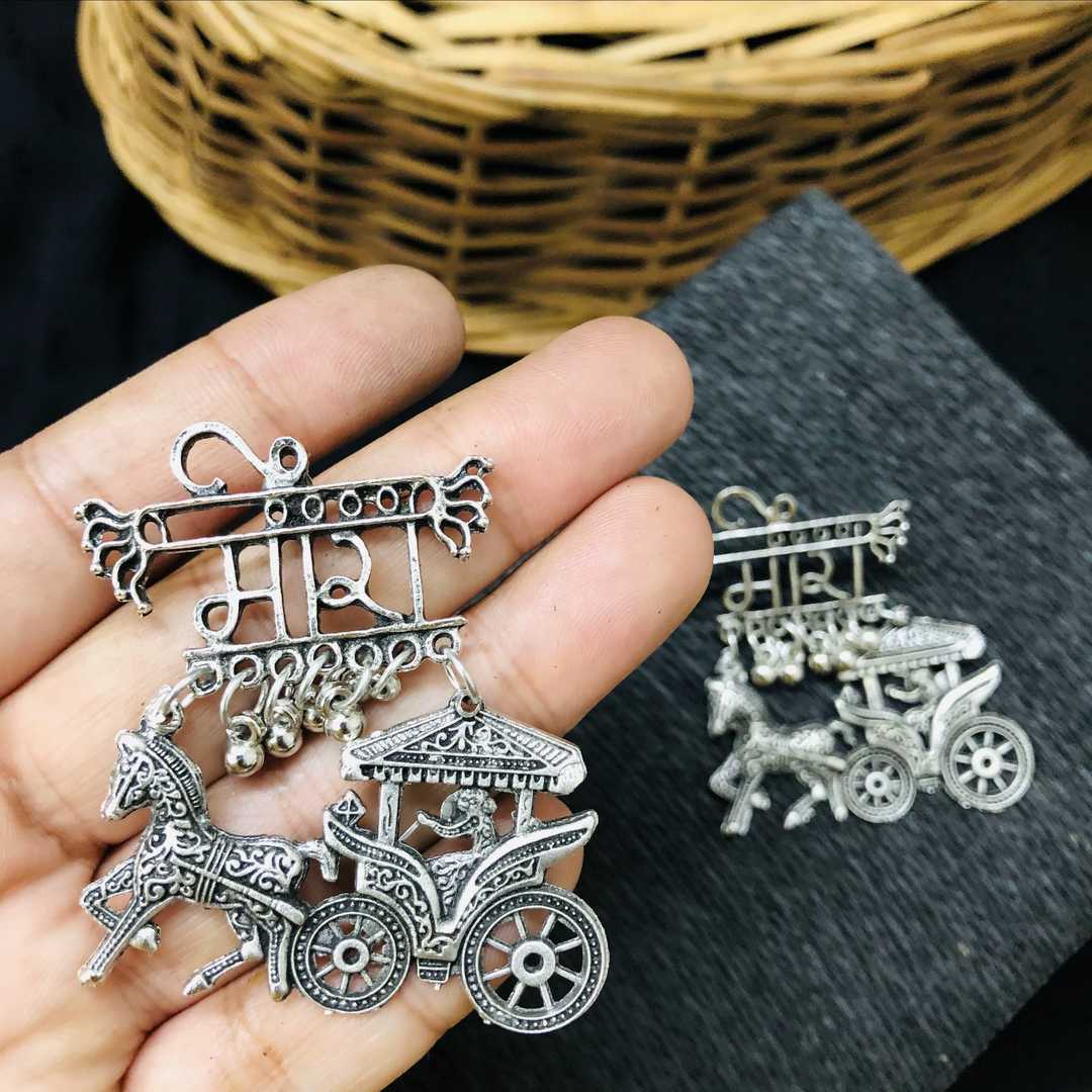 LARQ JEWELS German Oxidized Silver Unique Traditional Antique Meera Stud Earrings