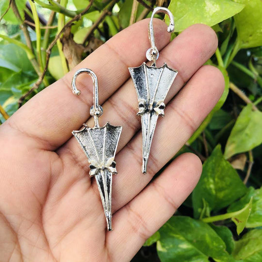 LARQ JEWELS Oxidized Silver Umbrella Western Stud Earrings For Women &amp; Girls