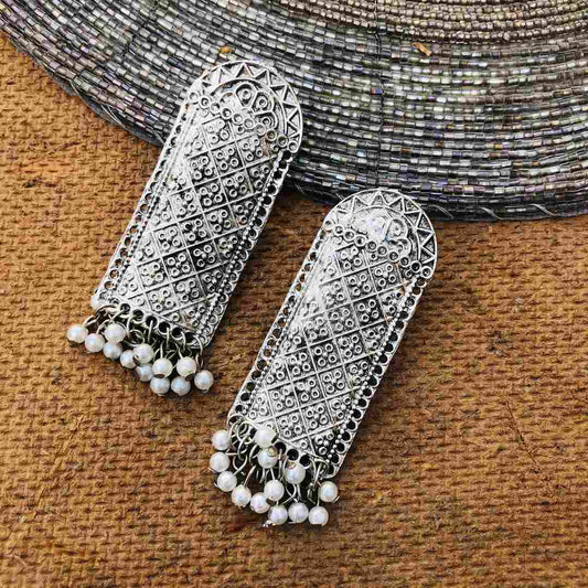 LARQ JEWELS Indian Traditional Jaipur Collection Oxidised Silver Earrings Antique Jewellery