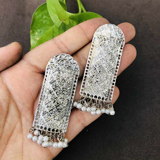 LARQ JEWELS Indian Traditional Jaipur Collection Oxidised Silver Earrings Antique Jewellery