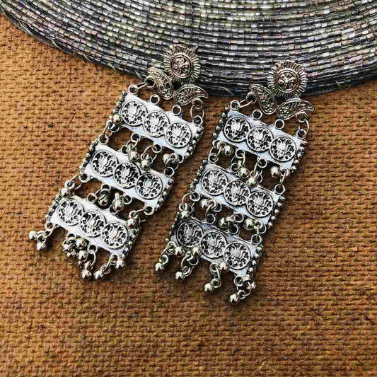 LARQ JEWELS Silver Plated Oxidised Silver Earring jhumki earrings traditional fashion jewellery