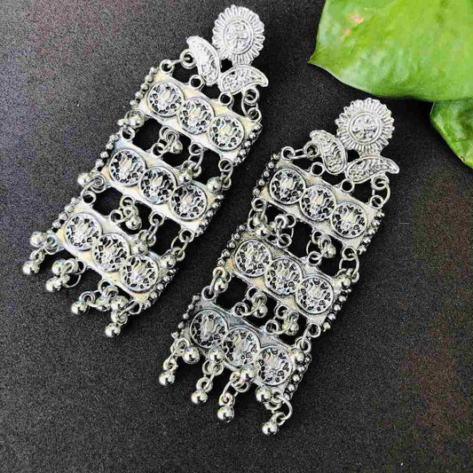 LARQ JEWELS Silver Plated Oxidised Silver Earring jhumki earrings traditional fashion jewellery