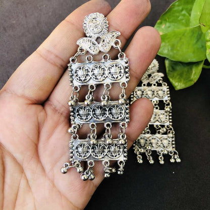 LARQ JEWELS Silver Plated Oxidised Silver Earring jhumki earrings traditional fashion jewellery