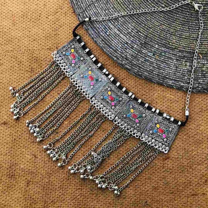 LARQ JEWELS Afghani Silver Choker Necklace with chains
