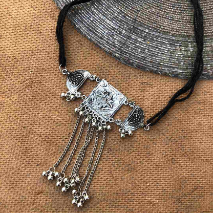 LARQ JEWELS Oxidised Handmade Dori Work Choker Necklace