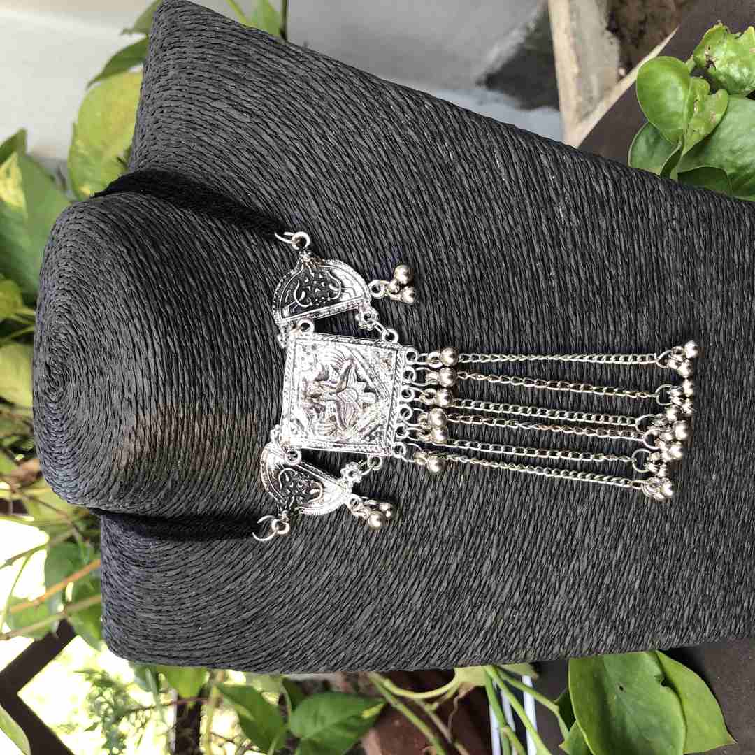 LARQ JEWELS Oxidised Handmade Dori Work Choker Necklace