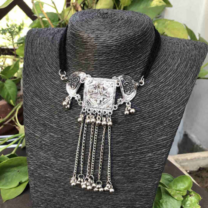 LARQ JEWELS Oxidised Handmade Dori Work Choker Necklace