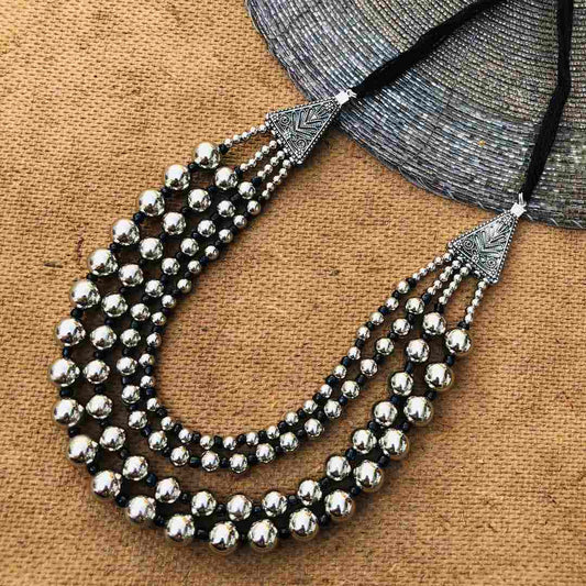 LARQ JEWELS Oxidised Handmade Crafted Beads Contemporary Necklace