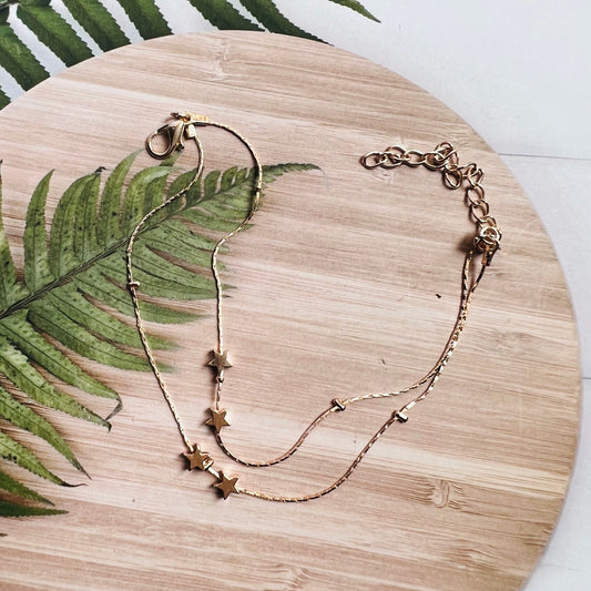Multiple Star Golden Chain Anklet (pair)