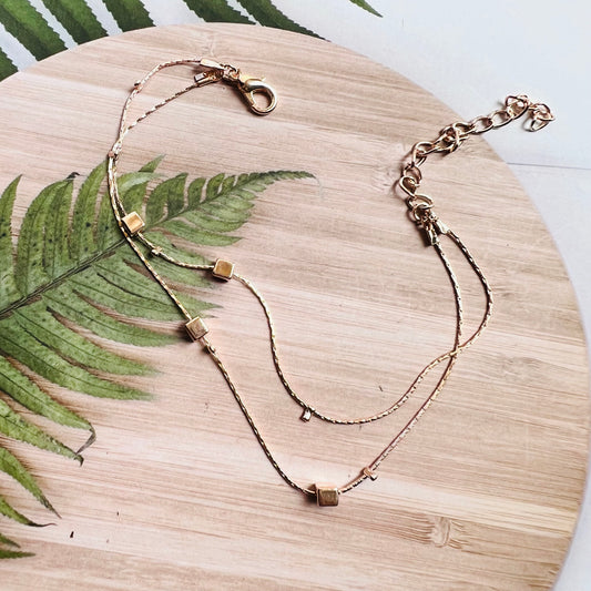 Multiple Cube Golden Chain Anklet (pair)