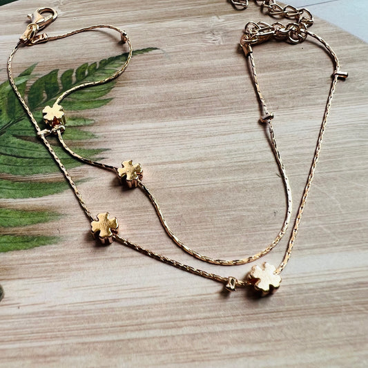 Multiple Floral Golden Chain Anklet-PAIR