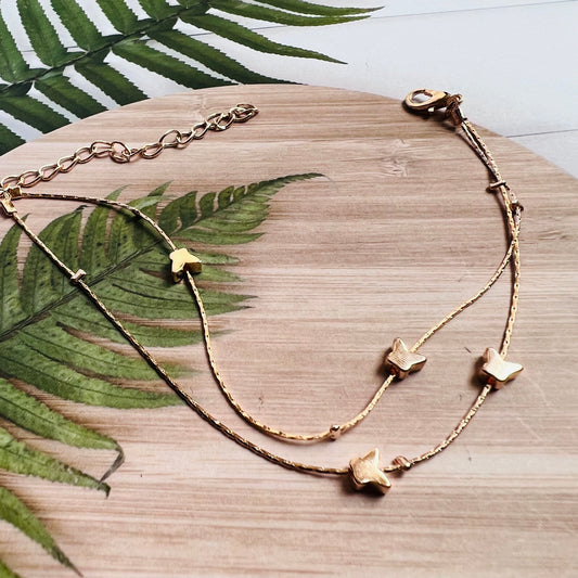 Cat Face Golden Chain Anklet-PAIR