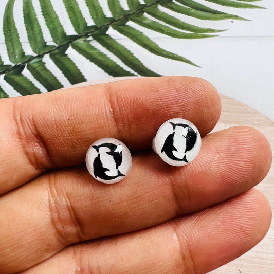 Mini Dolphin Printed Ball Shape Earrings