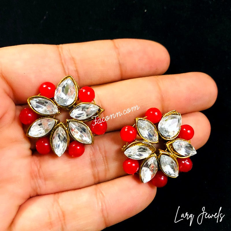 LARQ JEWELS Choker Kundan Traditional Necklace Set -Red