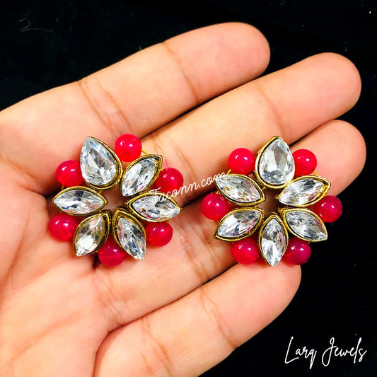 LARQ JEWELS Choker Kundan Traditional Necklace set -Maroon