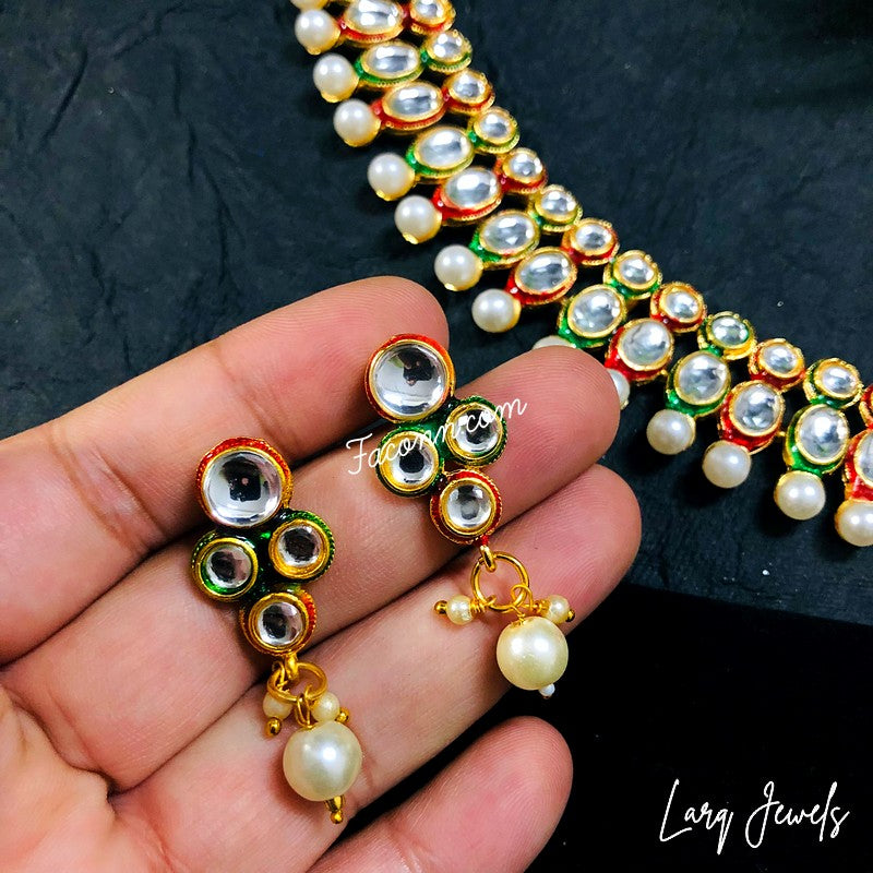 LARQ JEWELS Gold Tinted Kundan Pearl Choker Necklace