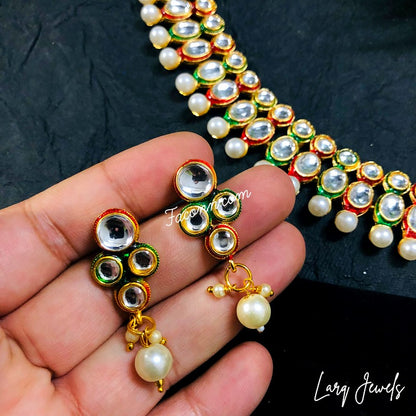 LARQ JEWELS Gold Tinted Kundan Pearl Choker Necklace