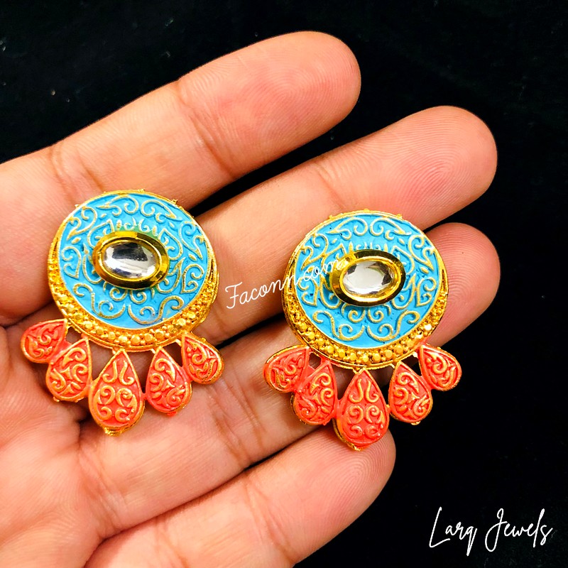 LARQ JEWELS Meenakari Multistrand Long Kundan Necklace