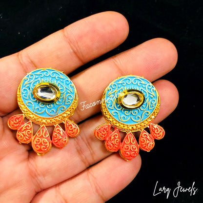 LARQ JEWELS Meenakari Multistrand Long Kundan Necklace