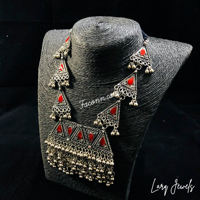 LARQ JEWELS Bohemia Gypsy vintage Party Wear Necklace- red