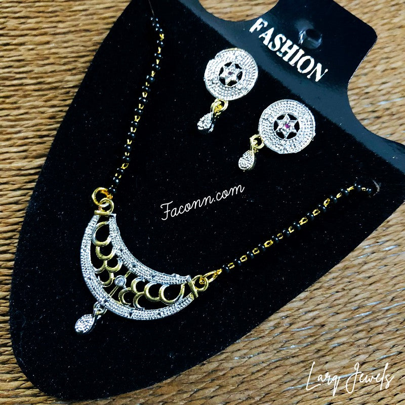 LARQ JEWELS Gold Plated Cz American Diamond Mangalsutra