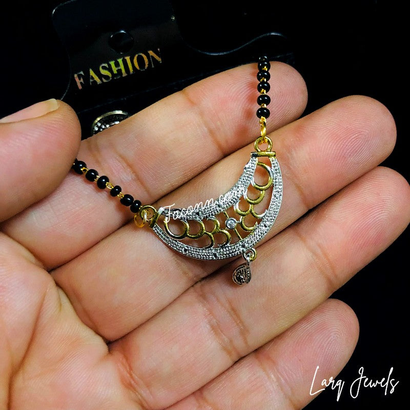 LARQ JEWELS Gold Plated Cz American Diamond Mangalsutra