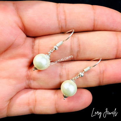 LARQ JEWELS Zircon Style Pearl Beads Necklace Set For Women - Silver