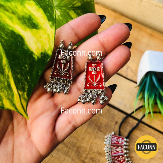 LARQ JEWELS Red Oxidized Traditional Choker Necklace Set