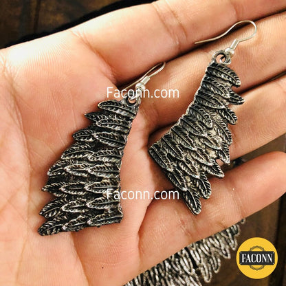 LARQ JEWELS Anitique silver feather Necklace set