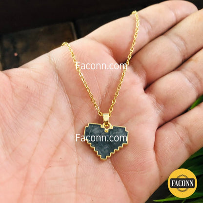 LARQ JEWELS Black Heart shaped Lepis Pendant