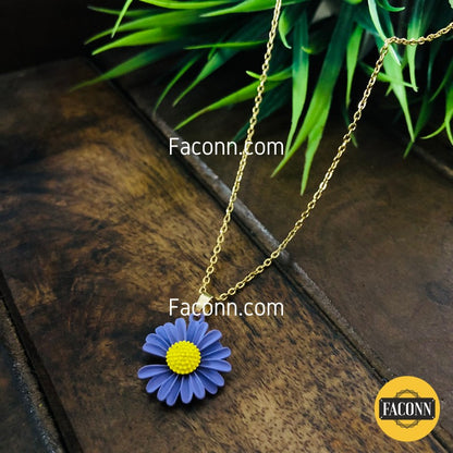 LARQ JEWELS Women Necklace Purple Daisy sunflower pendant