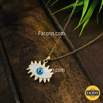 LARQ JEWELS White Evil eye golden chain Necklace