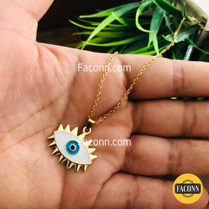 LARQ JEWELS White Evil eye golden chain Necklace