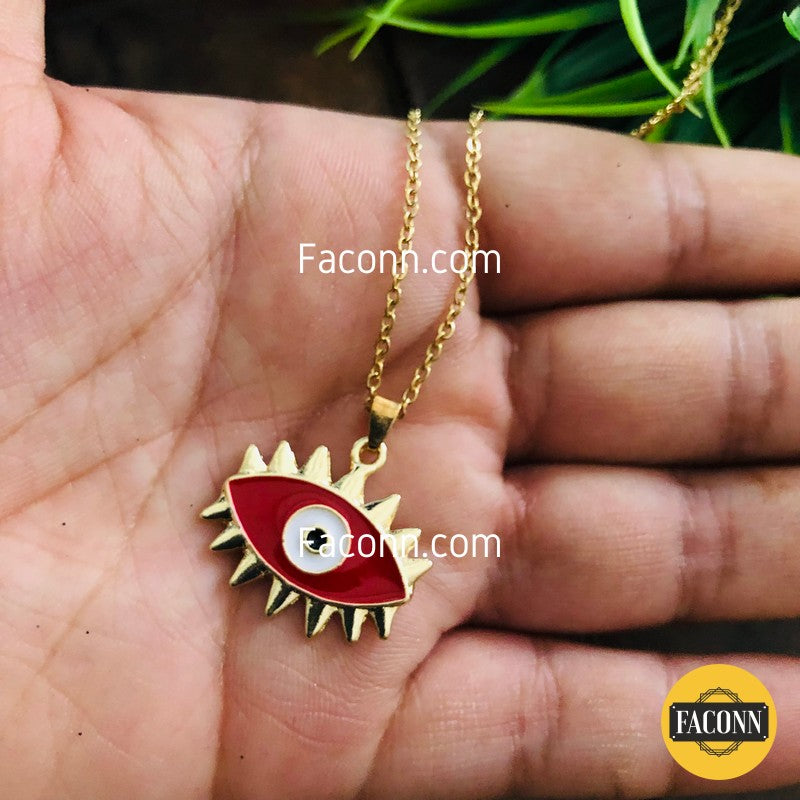 LARQ JEWELS Red Evil eye golden chain Necklace