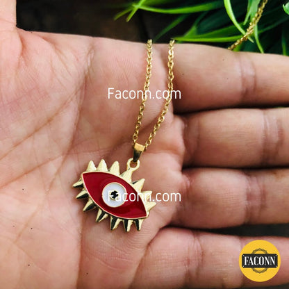 LARQ JEWELS Red Evil eye golden chain Necklace