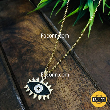 LARQ JEWELS Black Evil eye golden chain Necklace