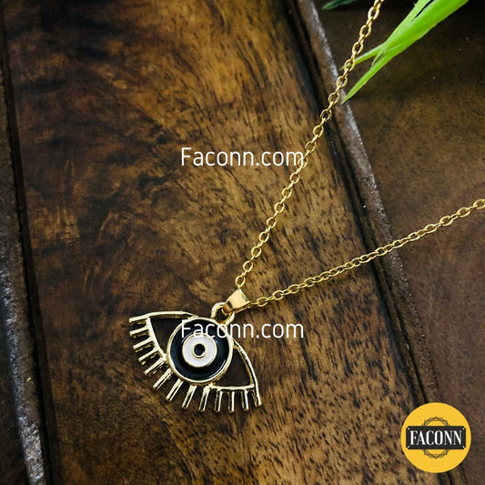 LARQ JEWELS Black Half Evil Eye Pendent