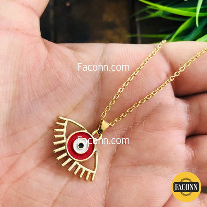 LARQ JEWELS Red Half Evil Eye Pendant